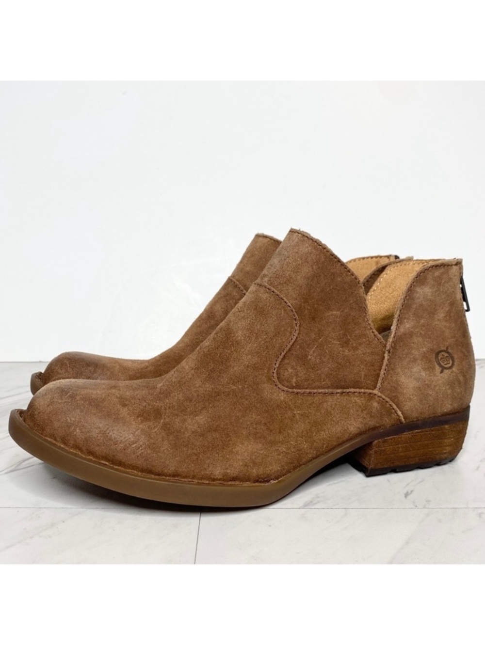 Born Beth Brown Distressed Suede Bootie 6 1/2 M